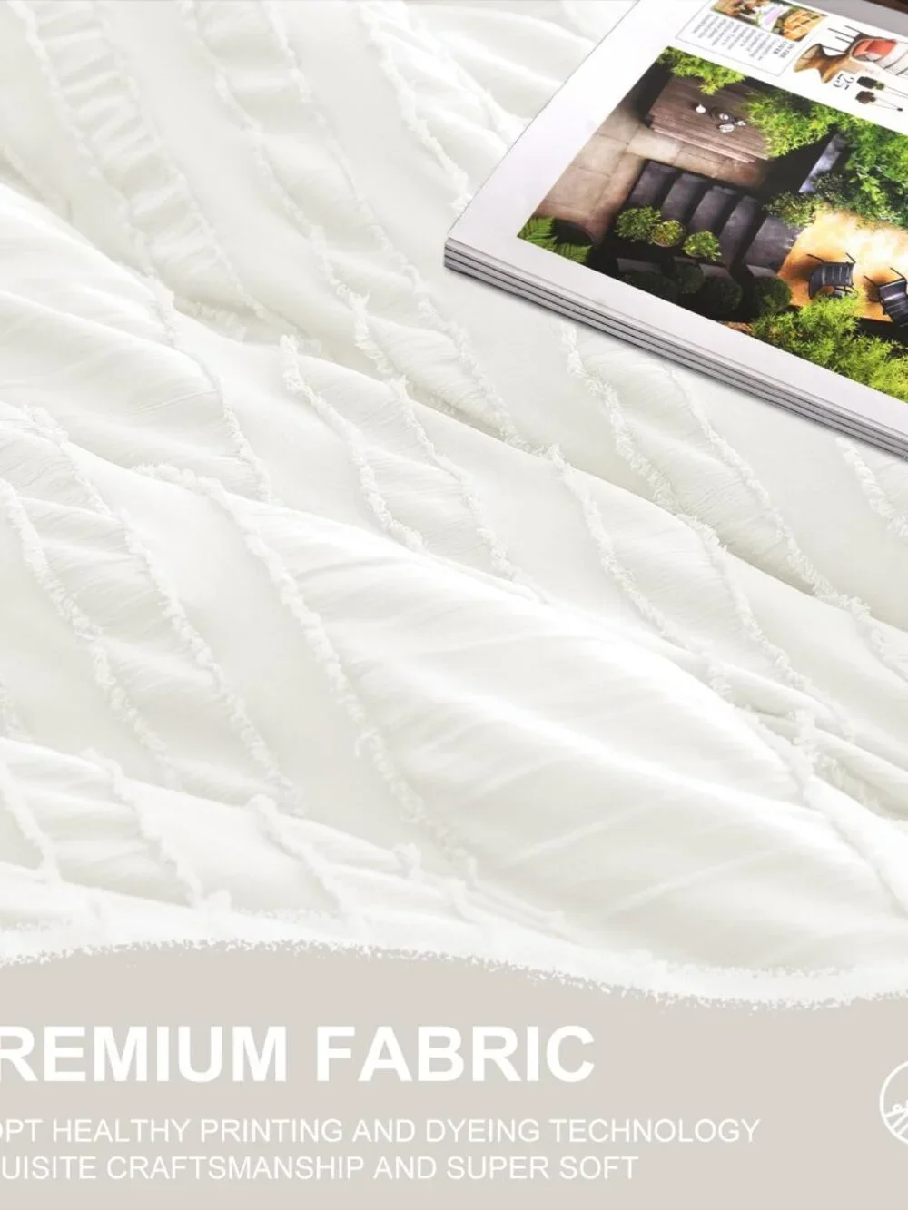 DHSFKBE White King 7 Piece Tufted Comforter Set Bed in a Bag Microfiber